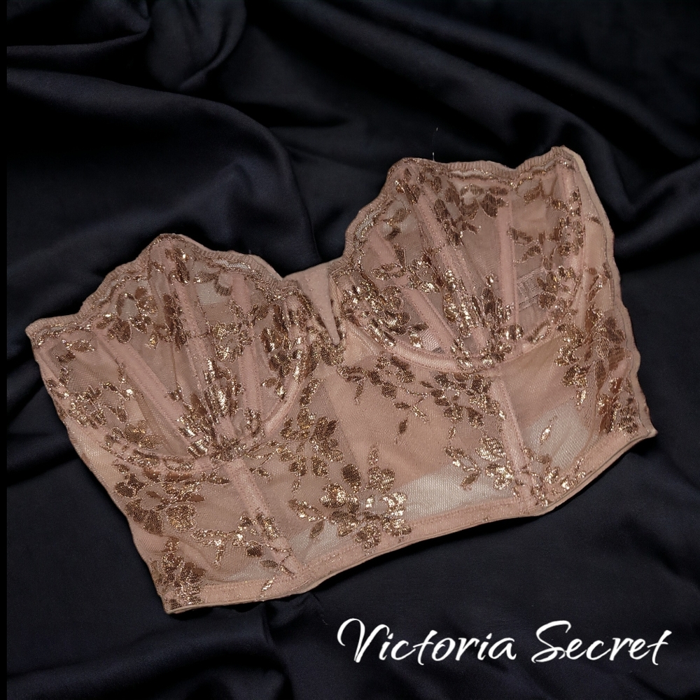 Victoria Secret dream angels corset bustier in rose gold color pallet size 32 D